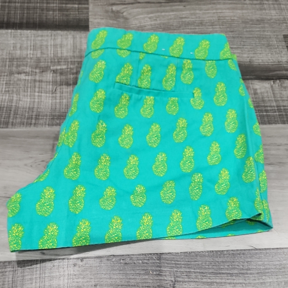 J. Crew Green and Yellow Shorts with Playful Pineapple Print